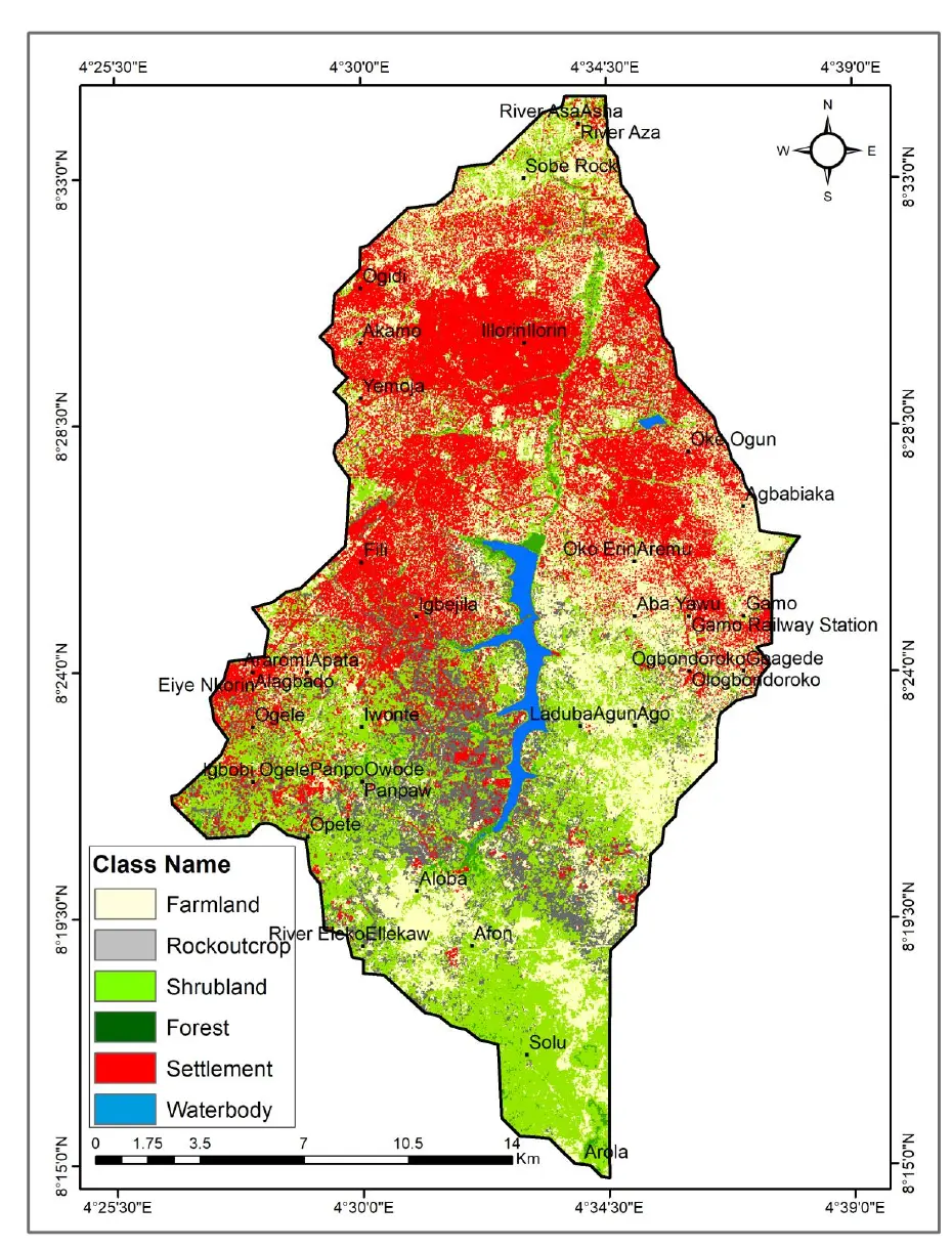 Land-use and land-cover map of the Asadam project site