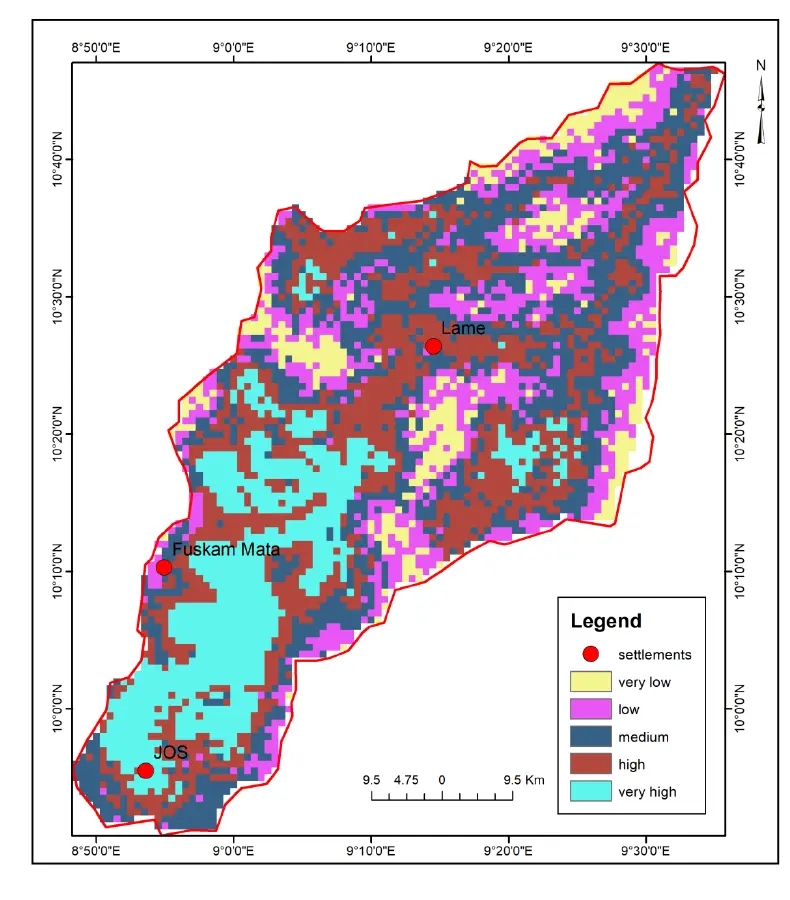 Flood-risk map for Jos North area