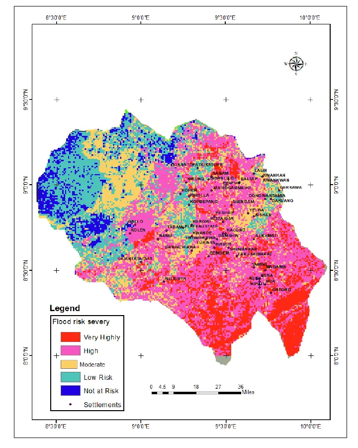 Flood-risk map for Shendam area